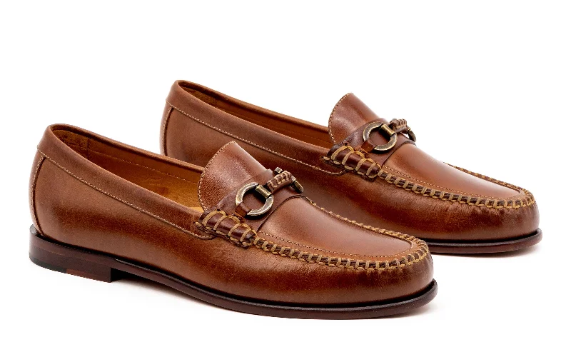 Durable Sports Sneakers Old Row Saddle Leather Horse Bit Loafers - Cigar