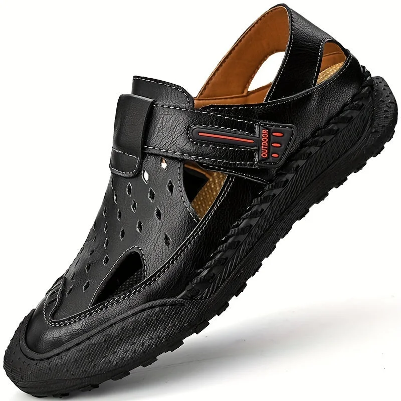 Classic Hiking Boots Men's Slippers Leather Sandals Closed Toe Fisherman Summer Shoes Male Hiking Beach Shoes