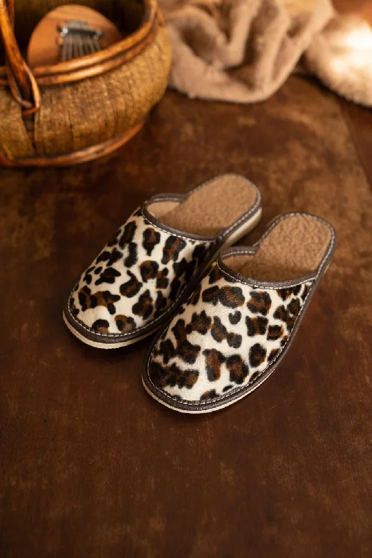 Durable Sports Sneakers Leopard Print Wool Slippers