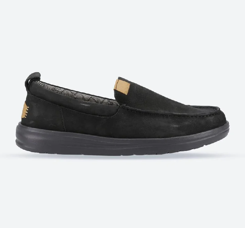 Fashionable Sneakers Collection Men's Heydude 40173 Wally Grip Moc Craft Leather Shoes - Black