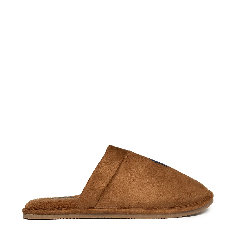 Light Running Shoes Polo Ralph Lauren Klarence Micro Suede Scuff Slipper Brown / Navy Light Running Shoes Polo Ralph Lauren Klarence Micro Suede Scuff Slipper Brown / Navy