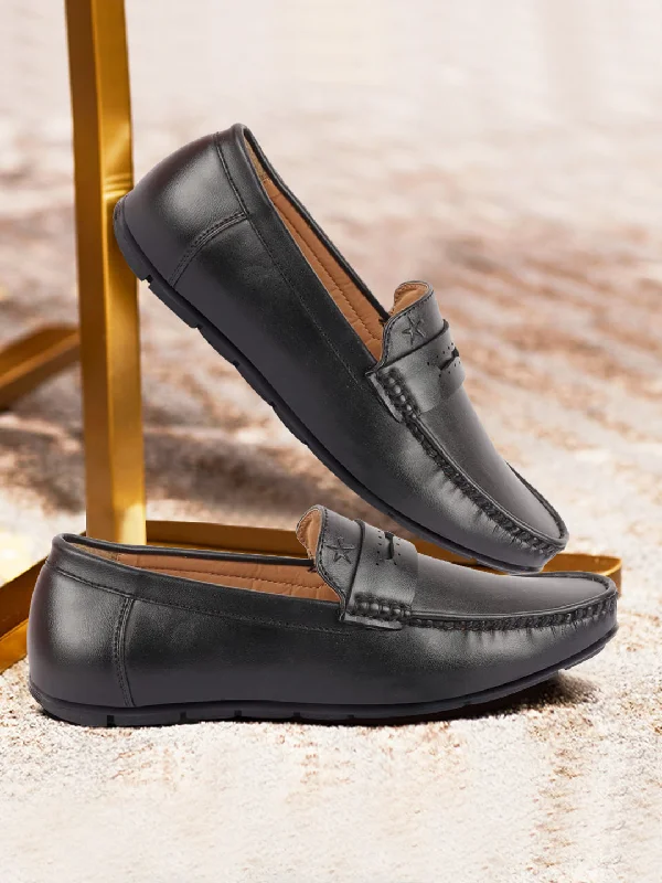 Formal Sports Shoes Men Black Slip On Hand Stitched Driving Loafers Casual Shoes