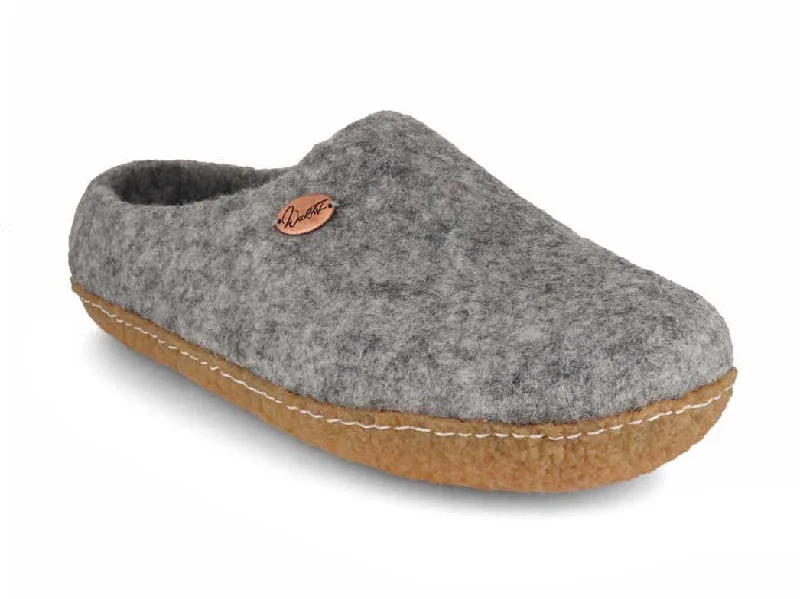 Warm Hiking Boots WoolFit® 'Footprint' handmade Slippers with Rubber Sole, stone grey