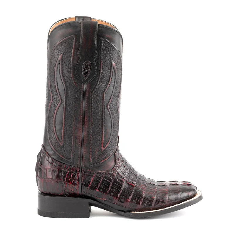 Stylish Boots For Work Dakota Caiman Crocodile Embroidered Square Toe Cowboy Boots