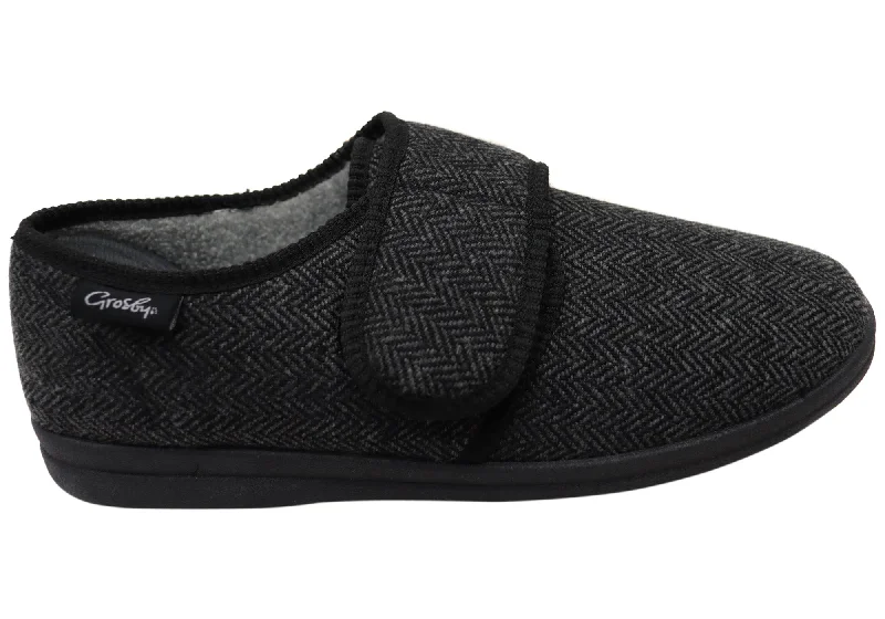 High Fashion Footwear Grosby Gavin Mens Comfortable Adjustable Strap Slippers