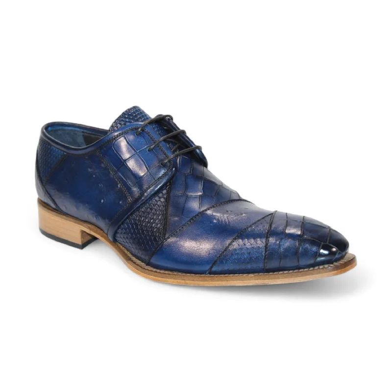 Trendy Platform Sneakers Duca Imperio Men's Shoes Ocean Blue Calf-Skin Leather/Calf Print Oxfords (D1156) Trendy Platform Sneakers Duca Imperio Men's Shoes Ocean Blue Calf-Skin Leather/Calf Print Oxfords (D1156)