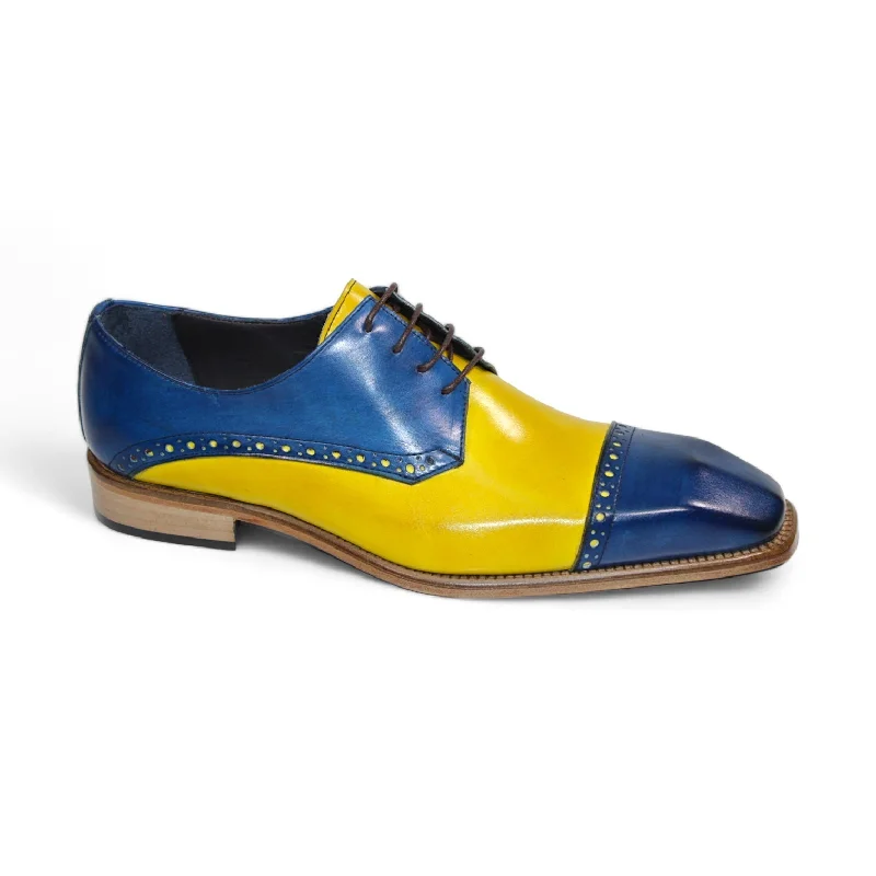 Outdoor Shoes Collection Duca Lombardi Men's Shoes Ocean Blue/Yellow Calf-Skin Leather Oxfords (D1158) Outdoor Shoes Collection Duca Lombardi Men's Shoes Ocean Blue/Yellow Calf-Skin Leather Oxfords (D1158)