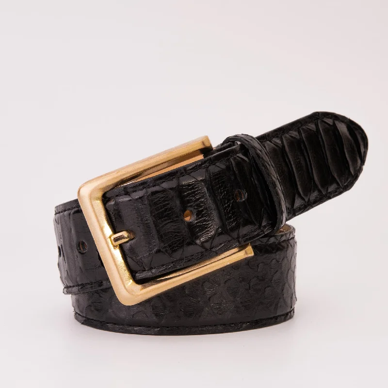 Comfortable Flip Flops The Bethesda Black pythn Sneak Leather Belt