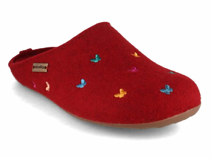 Classic Hiking Footwear HAFLINGER Slipper | Everest Farfalline, Paprika
