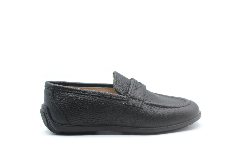 Comfortable Platform Shoes Gravitas Black Pebbled Loafer