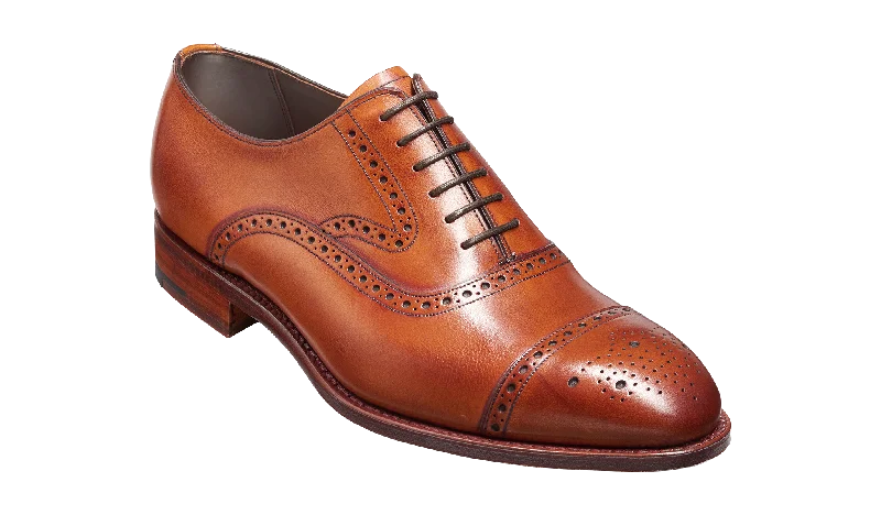 Stylish Boots For Sale Barker Lerwick Classic semi brogue Oxford Shoe - Antique Rosewood Calf