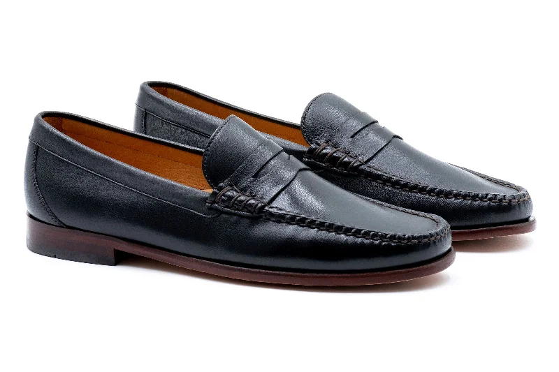 Outdoor Running Shoes Maxwell Sheep Skin Penny Loafers - Black