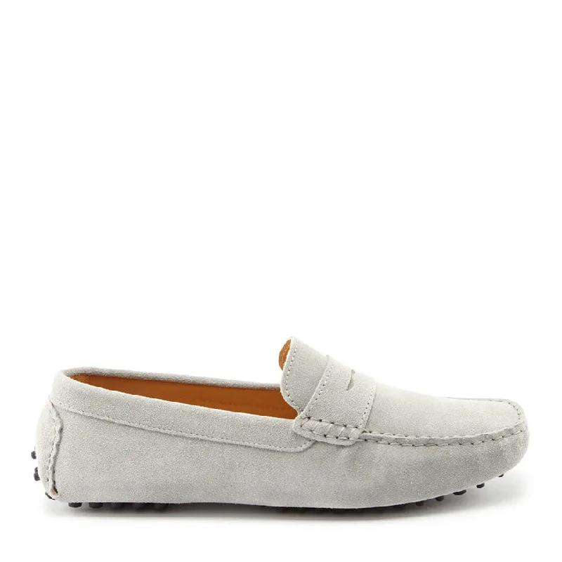 Fashionable Work Boots Penny Driving Loafers, dove grey suede