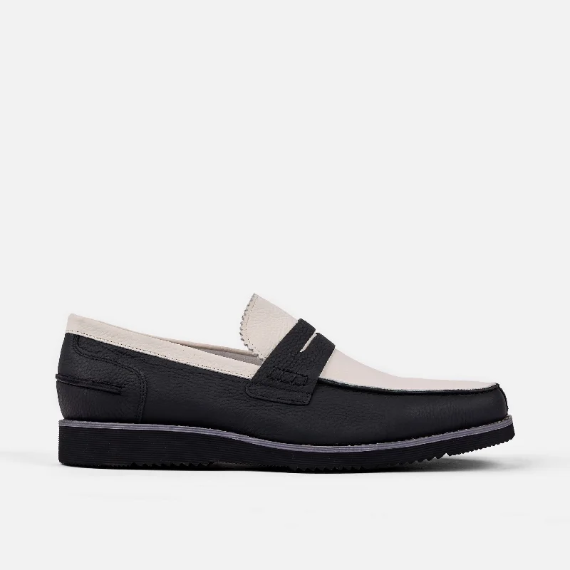 Best Hiking Boots For Winter Abe Black and White Leather Penny Loafers