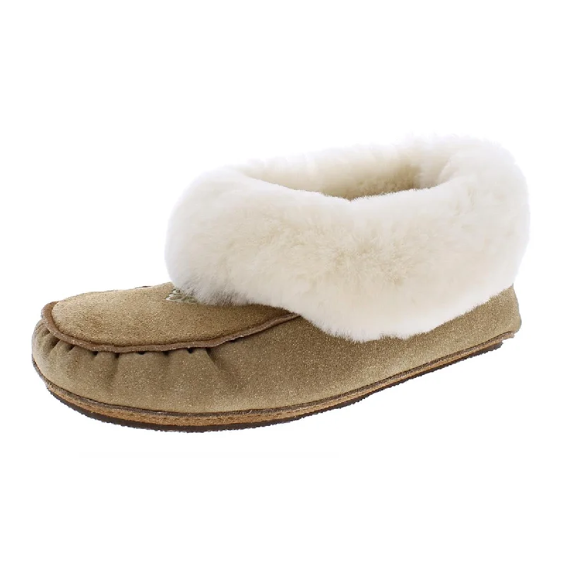 Comfortable Flip Flops Navajo Mens Suede Shearling Lined Moccasin Slippers