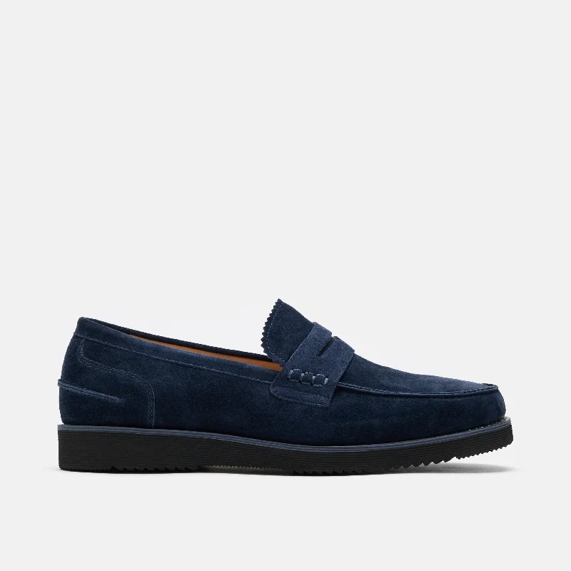 Casual Walking Boots Abe Navy Suede Penny Loafers