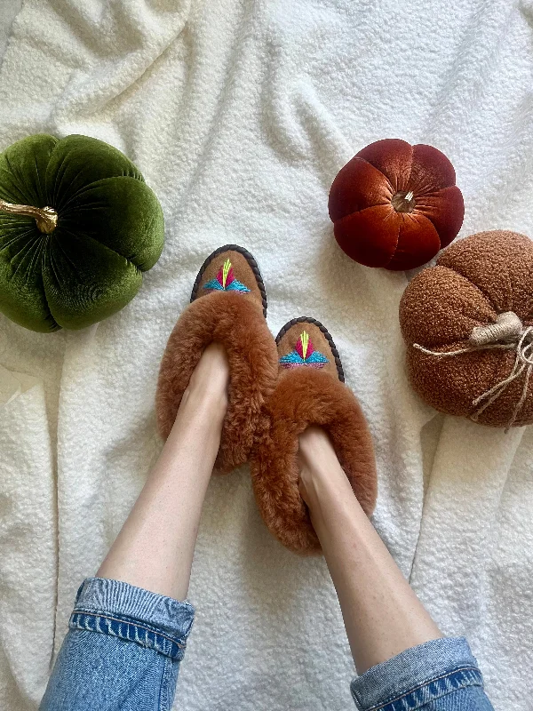 Trendy Loafers For Sale Camel Sheepskin Slippers
