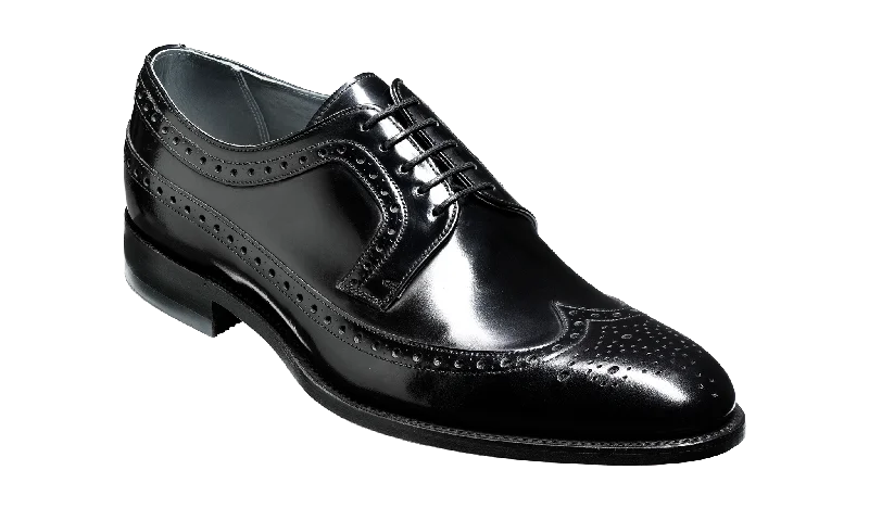 Fashionable Summer Shoes Barker Woodbridge Classic Oxford brogue - Black High-Shine