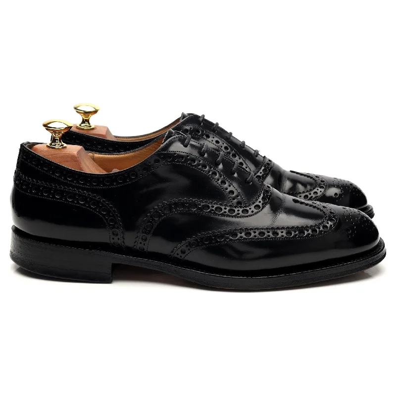Comfortable Heeled Shoes 'Burwood' Black Leather Oxford Brogues UK 8 F