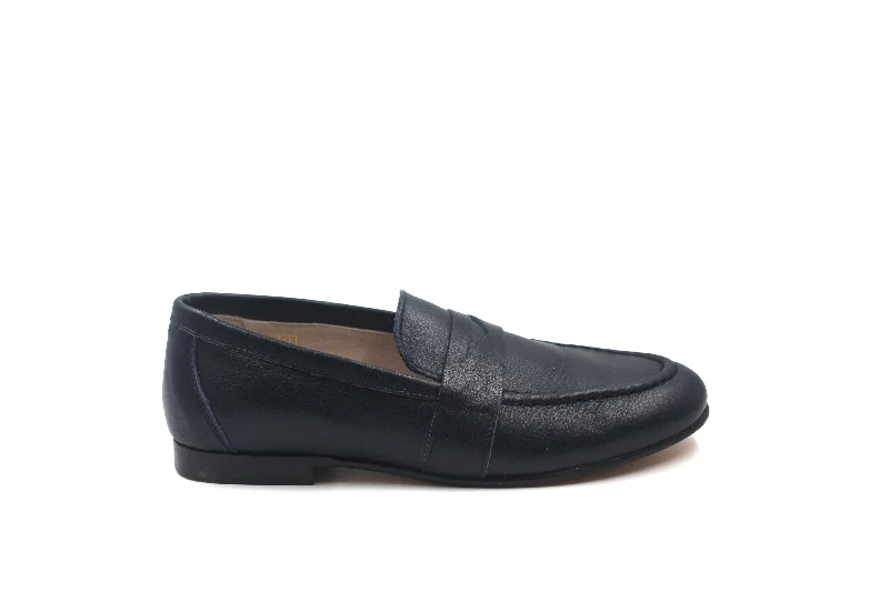 Leather Casual Shoes Gravitas Navy Leather  Penny Loafer