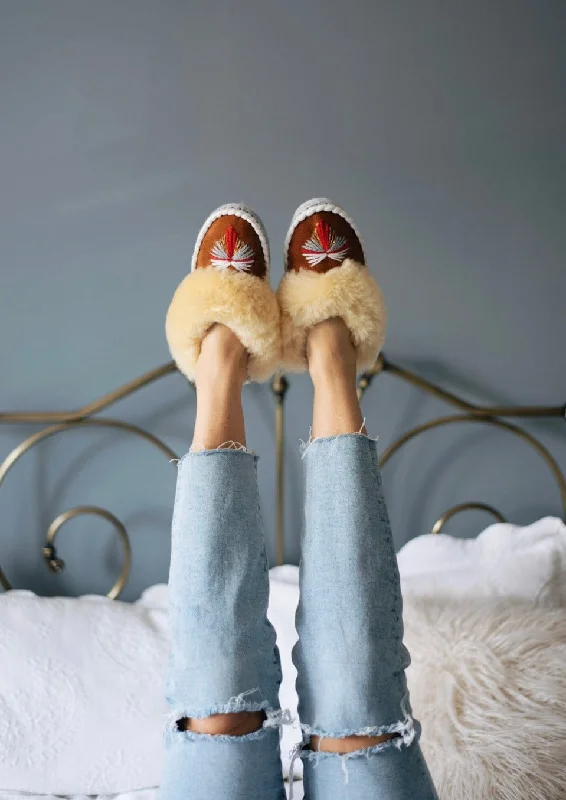 Stylish Winter Boots Butterfly Yellow Sheepskin Mule Slippers