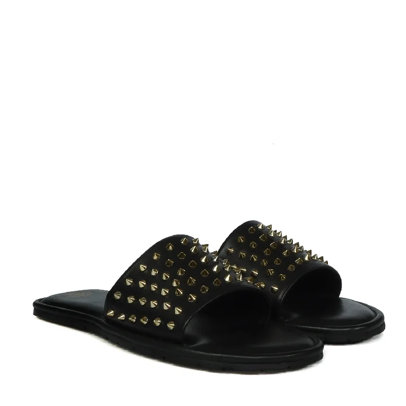 Eco-Friendly Sneakers Studded Black Slide-in Slipper For Men