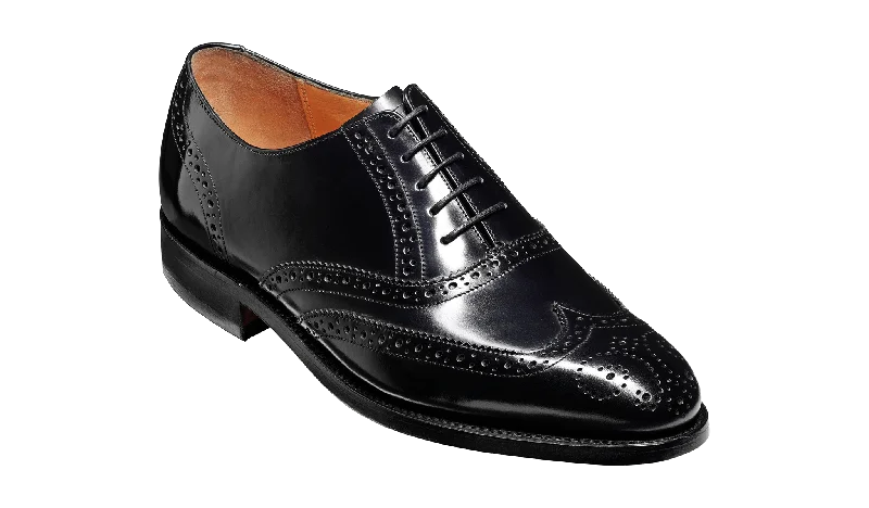 Classic Hiking Boots Barker Albert Full Brogue Shoe - Hi Shine Black
