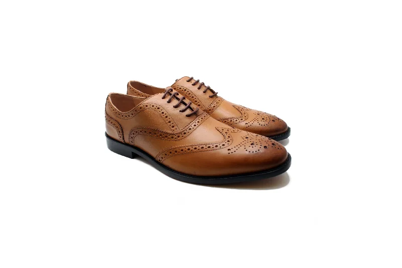 Durable Work Boots Luxury Day Brogues - Tan - CLEARANCE