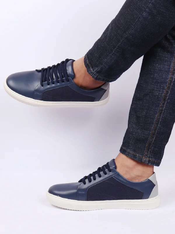Outdoor Athletic Shoes Men Navy Blue Outdoor Classic Lace Up Sneakers Shoes