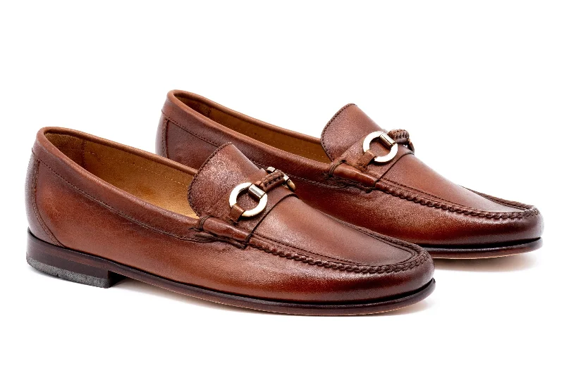 Fashionable Hiking Shoes Maxwell Sheep Skin Horse Bit Loafers - Whiskey