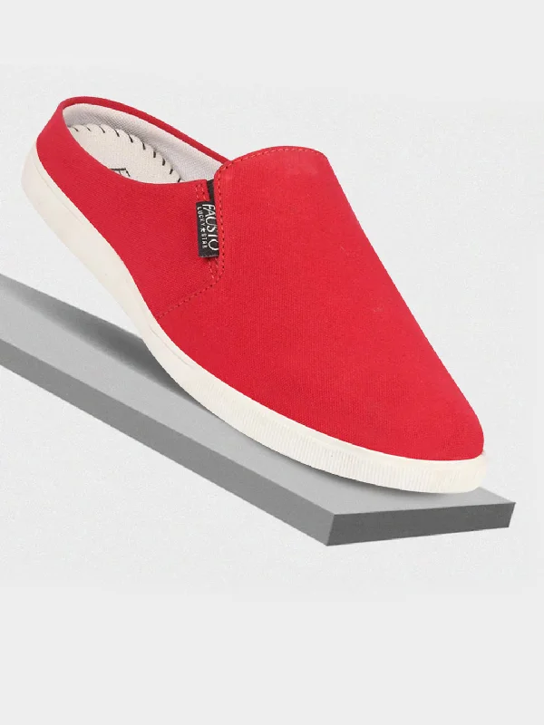 Comfortable Loafers For Men Men Red Casual Canvas Slip-On Shoes