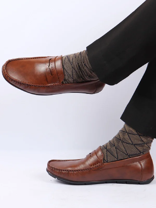 Stylish Casual Footwear Men Tan Slip On Hand Stitched Driving Loafers Casual Shoes