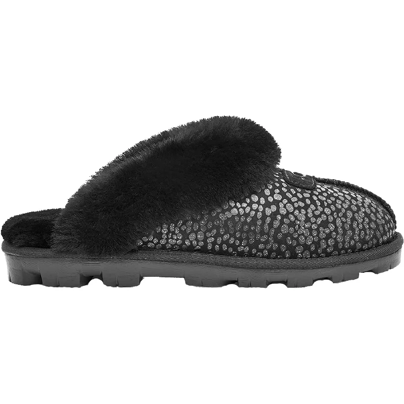 High Fashion Footwear Women's UGG Coquette Sparkle Spots Black Sheepskin