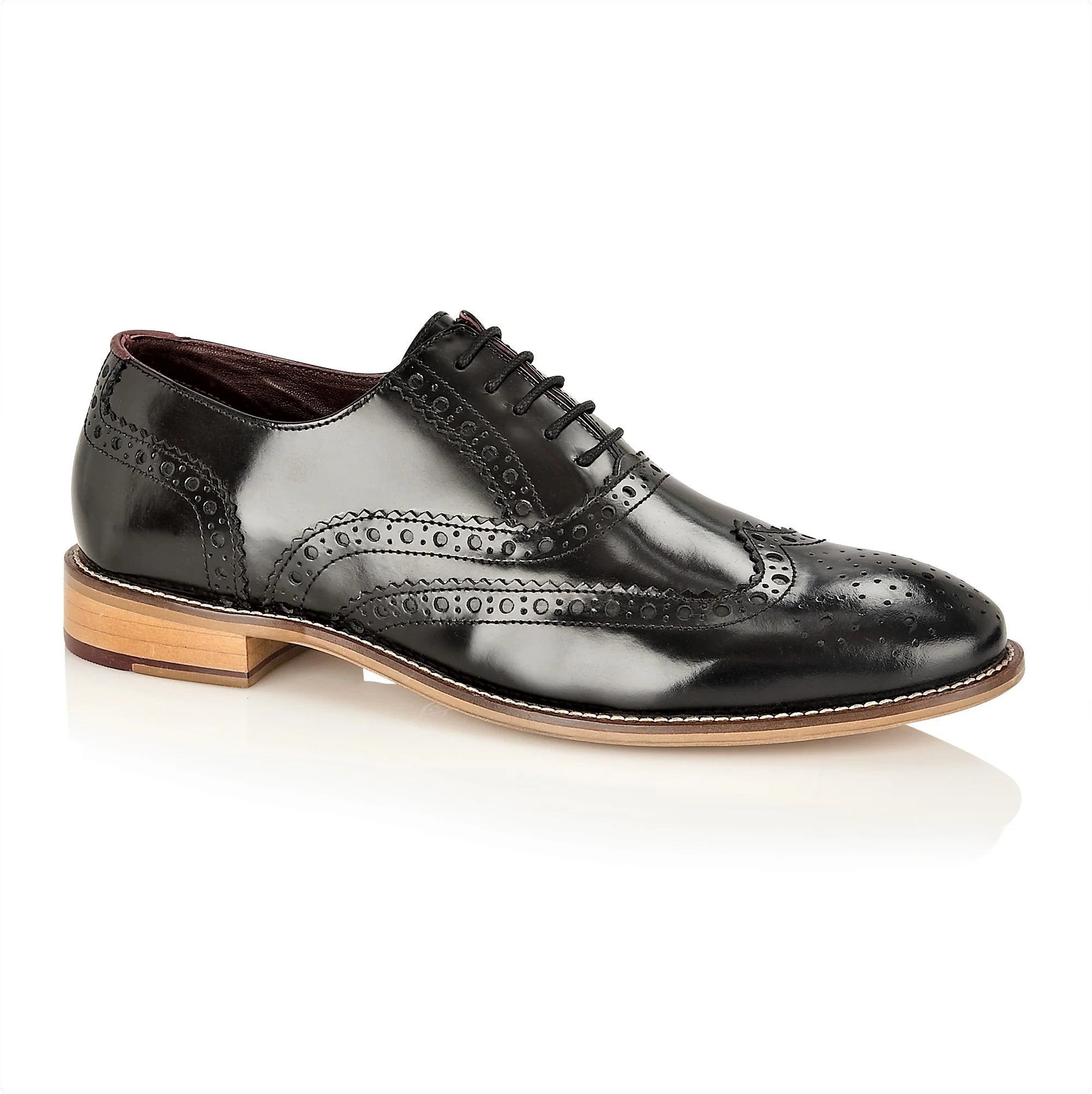 Fashionable Moccasins Gatsby Brogue Black Polished