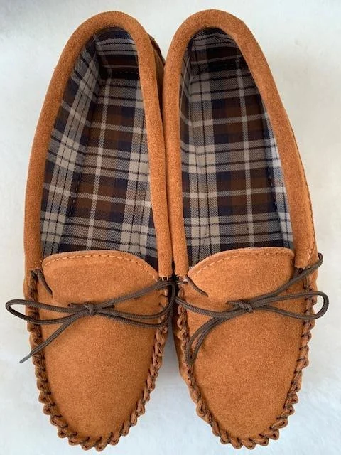 Comfortable Platform Shoes Suede Tartan lined Moccasin with Hard Sole | Edd