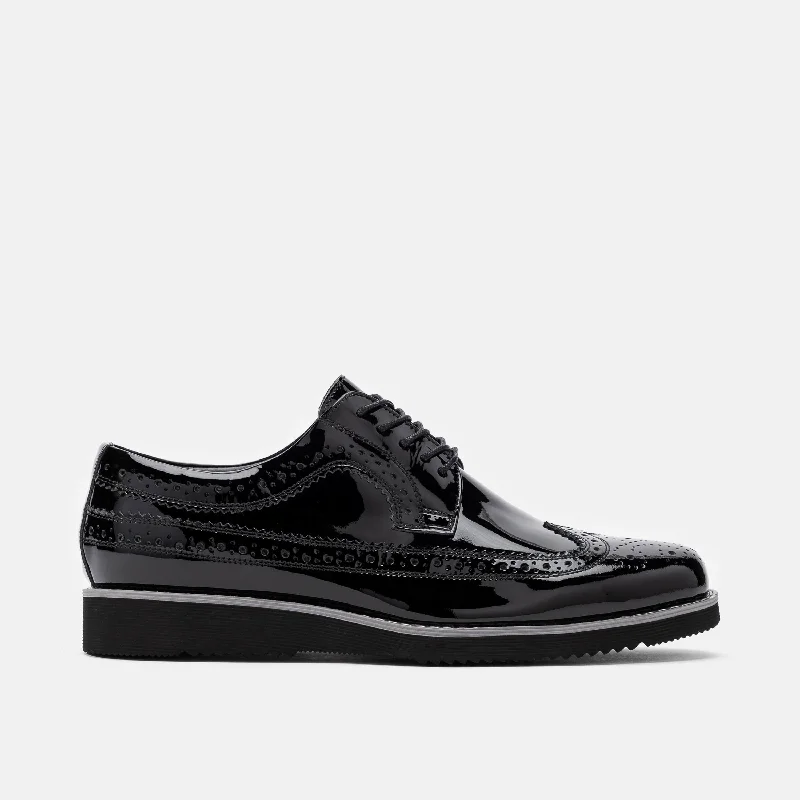 Fashionable Sneakers Collection Alexander Black Patent Leather Longwing Sneakers