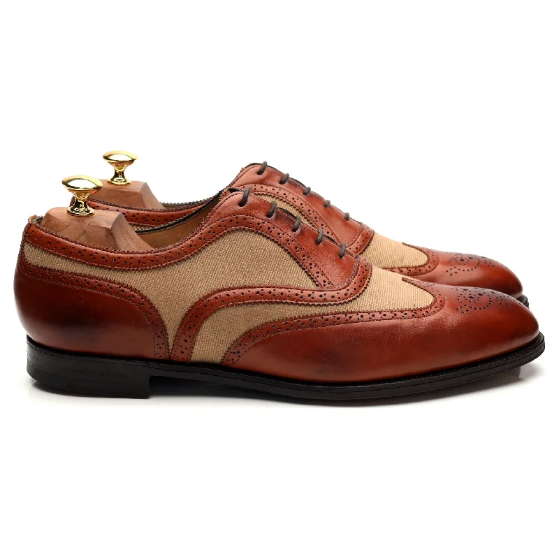 Comfortable Slippers For Home 'Malvern' Tan Brown Leather Oxford Brogue UK 10 E