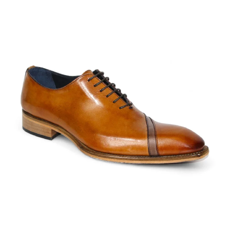 Slip-On Shoes For Men Duca Torre Men's Shoes Cognac/Brown Calf-Skin Leather Oxfords (D1115)