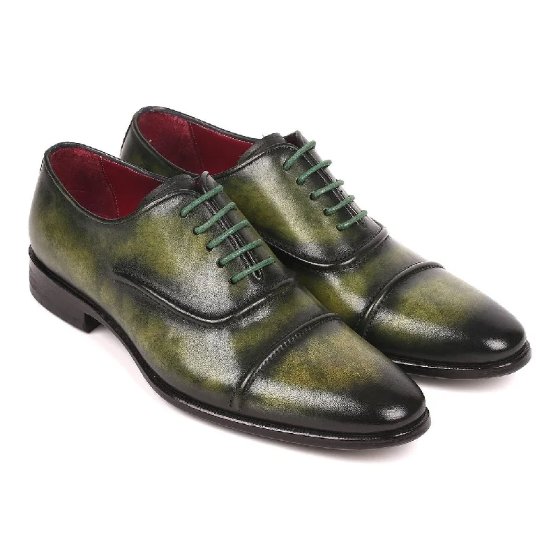Fashionable Hiking Shoes Paul Parkman Men's Green Calf-Skin Leather Cap-Toe Oxfords 077-GRN (PM6163) Fashionable Hiking Shoes Paul Parkman Men's Green Calf-Skin Leather Cap-Toe Oxfords 077-GRN (PM6163)