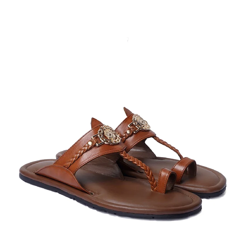 Stylish Winter Footwear Tan Kolhapuri Slipper