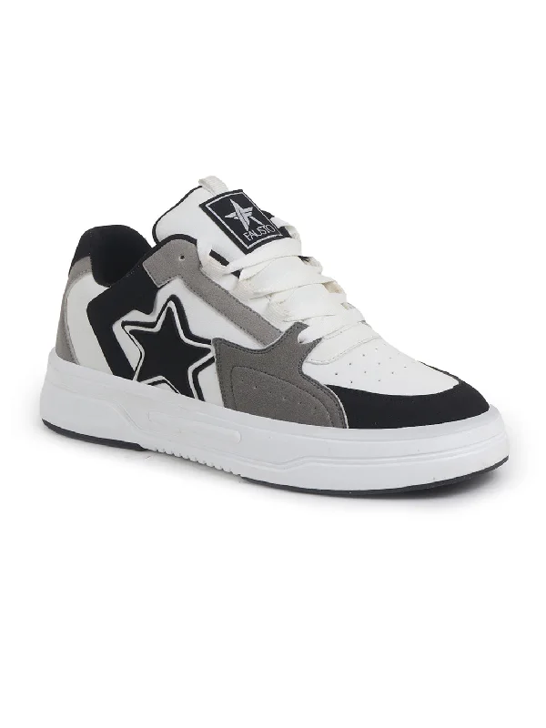 Designer Hiking Boots Men White Colorblocked Mid Top Breathable Lace-Up Sneaker Shoes|Memory Cushion Casual Shoes|Chunky Streetwear Fashion Sneakers