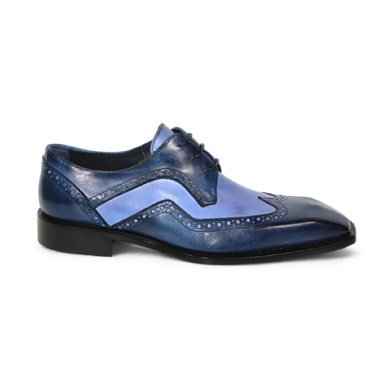 Breathable Hiking Boots Duca Saranno Men's Shoes Navy/Light Blue Calf-Skin Leather Oxfords (D1114)