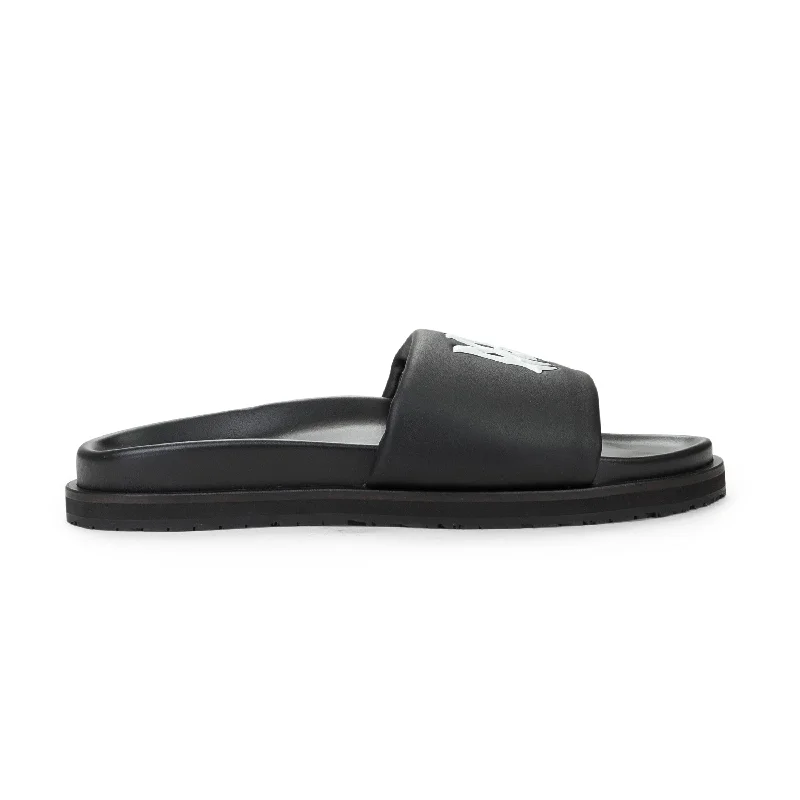 High Quality Sneakers AMIRI LEATHER BLACK WHITE SLIDES