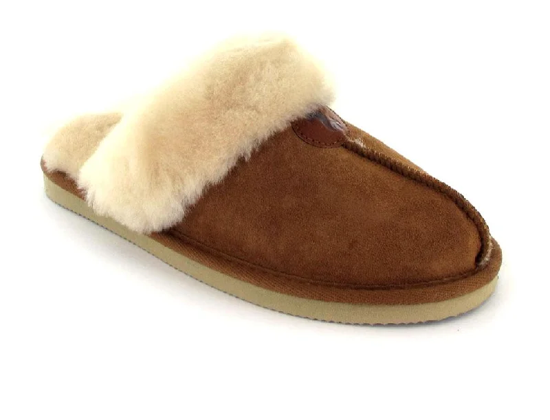 Comfortable Sports Shoes THIES Women's Sheepskin Slippers, chesnut