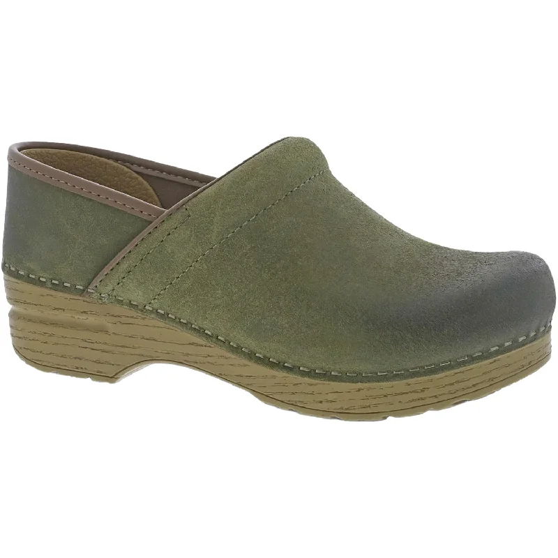 Fashionable Work Boots Women's Dansko Professional Clog Green Burnished Nubuck