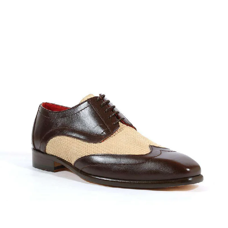 Casual Walking Boots Emilio Franco Italian Men's Designer Shoes Brown / Beige Leather and Textured Suede Oxfords (EFS1001) Casual Walking Boots Emilio Franco Italian Men's Designer Shoes Brown / Beige Leather and Textured Suede Oxfords (EFS1001)