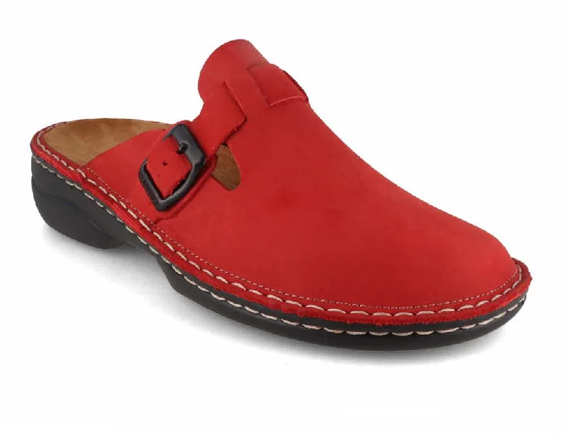 Stylish Sneakers For Running Tuffeln® Women's Leather Clogs with Arch Support «Galant», red