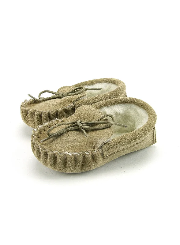 Vintage Boots Collection British Made Children's Moccasin Slippers Beige