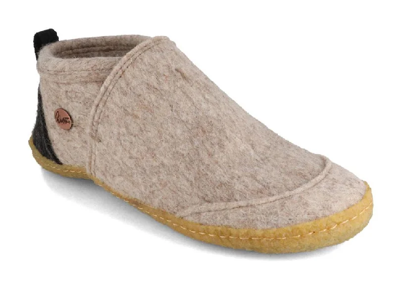 Sporty Casual Shoes WoolFit® Office Slippers Taiga with Rubber Sole, beige