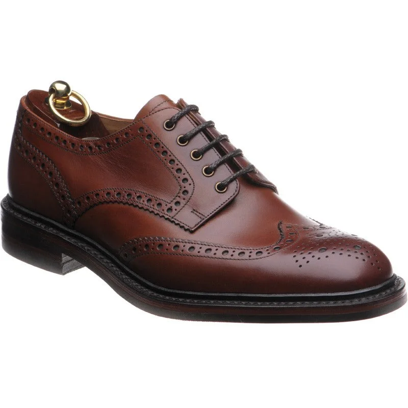 Affordable Running Shoes LOAKE Chester Oxford Brogue Calf Shoe - Mahogany Rubber Sole